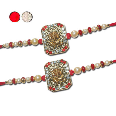 "Designer Fancy Rakhi - FR- 8580 A - Code 048 (2 RAKHIS) - Click here to View more details about this Product